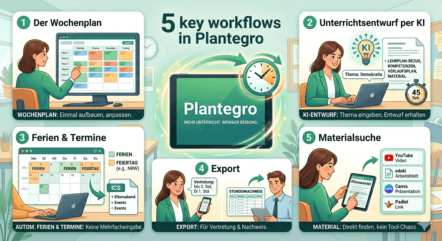 Wie Plantegro Lehrkräften konkret Zeit spart – 5 Workflows aus dem Schulalltag
